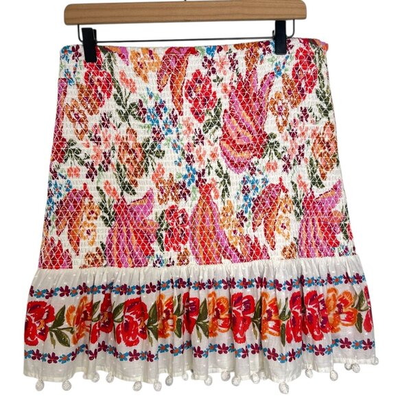 Farm Rio Spring Bananas Mini Skirt Smocked Stretch Floral Multicolor LARGE - Picture 9 of 16